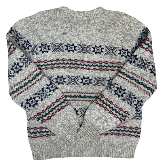 Vintage Grandpa Sweater Medium Wool Nylon Made in U.S.A. Holiday VTG Warm - Picture 4 of 6